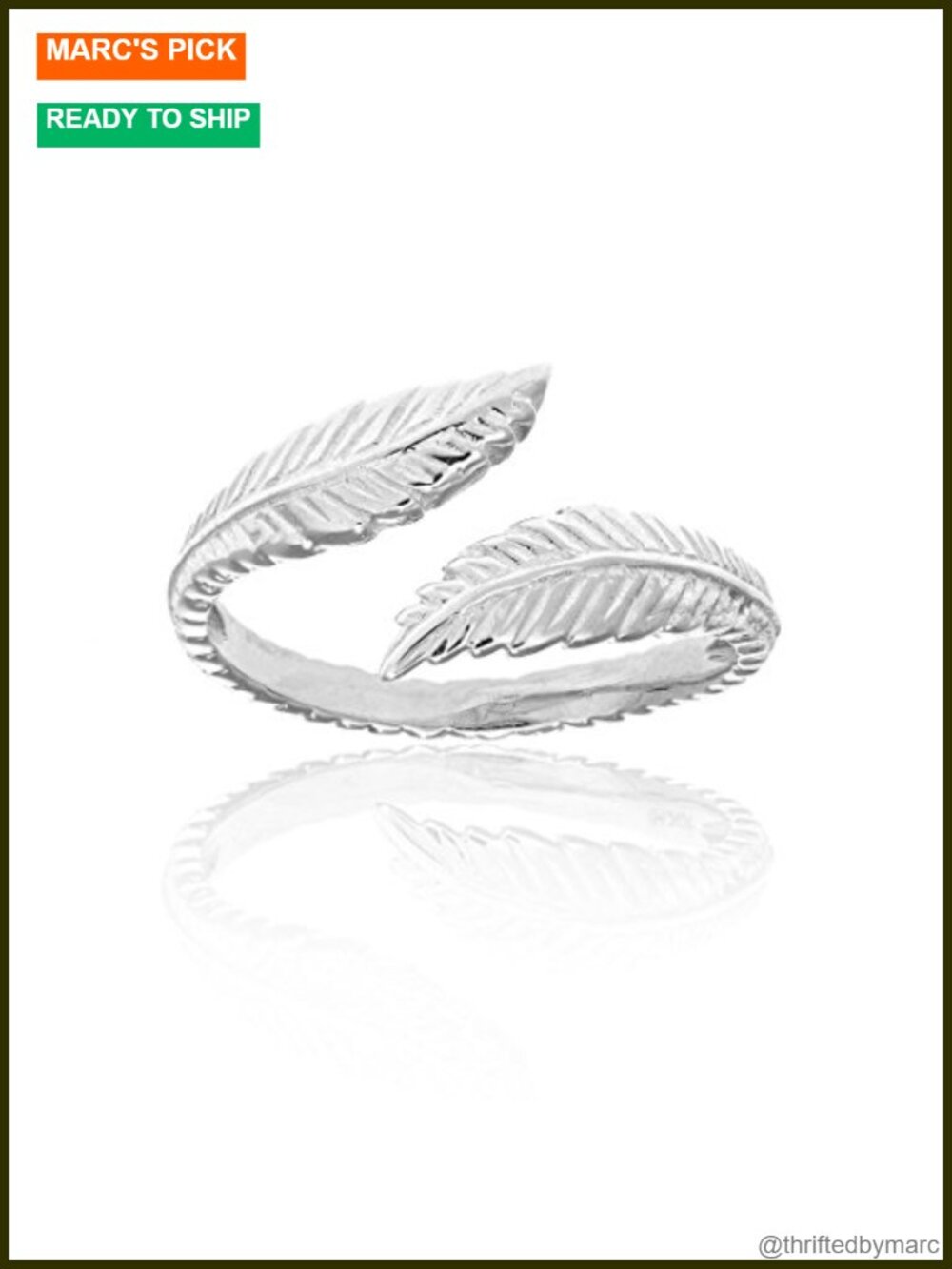 Genuine 925 Sterling Silver Leaf Crossover Ring & Toe Ring, Bypass Design,